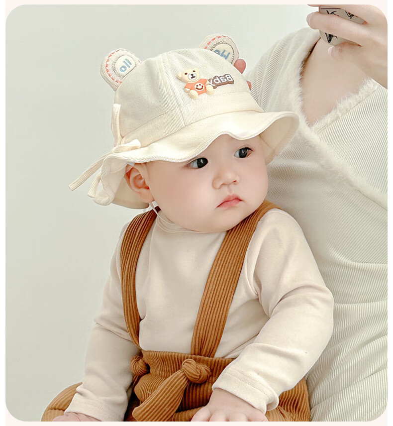 Aibao Baby Hat Spring and Autumn Infant Fisherman Hat Boys and Girls Bucket Hat Outdoor Sunshade Cap Hello Bear T151 18