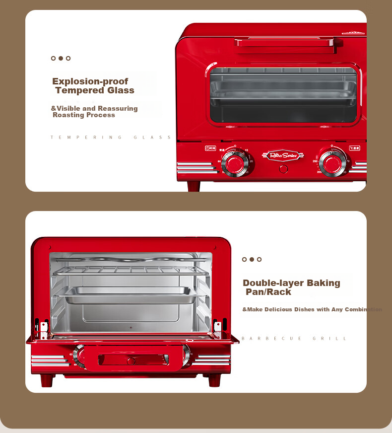 Nuosideqi Home Oven, 10L Capacity, Visible Window, No Need to Flip Food, Independent Temperature Control for Top And Bottom, Smart Fully Automatic Ove 12