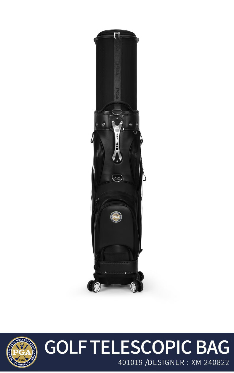 PGA Golf Bag for Men, Omnidirectional Four-Wheel Push-Pull Retractable Carry-On Golf Bag, Fully Waterproof And Multifunctional, Navy Blue 8
