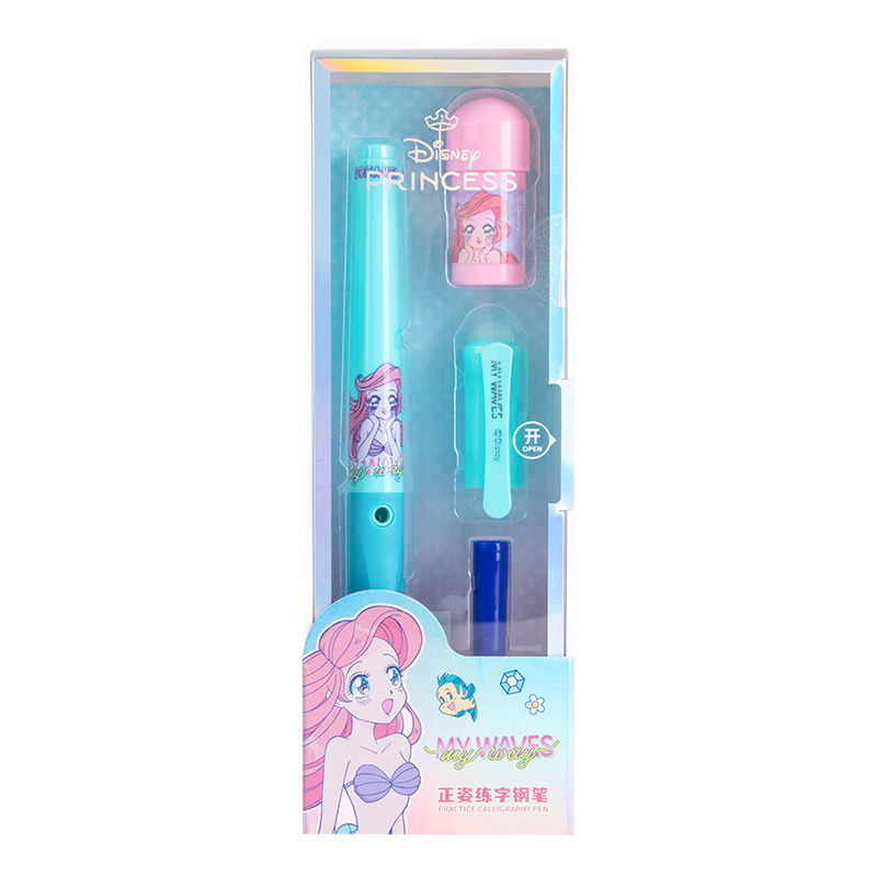 Disney Student Fountain Pen Posture Correction Pen Refillable Erasable Ink for Grades 3-6 Birthday Gift Stationery Reward for Boys and Girls