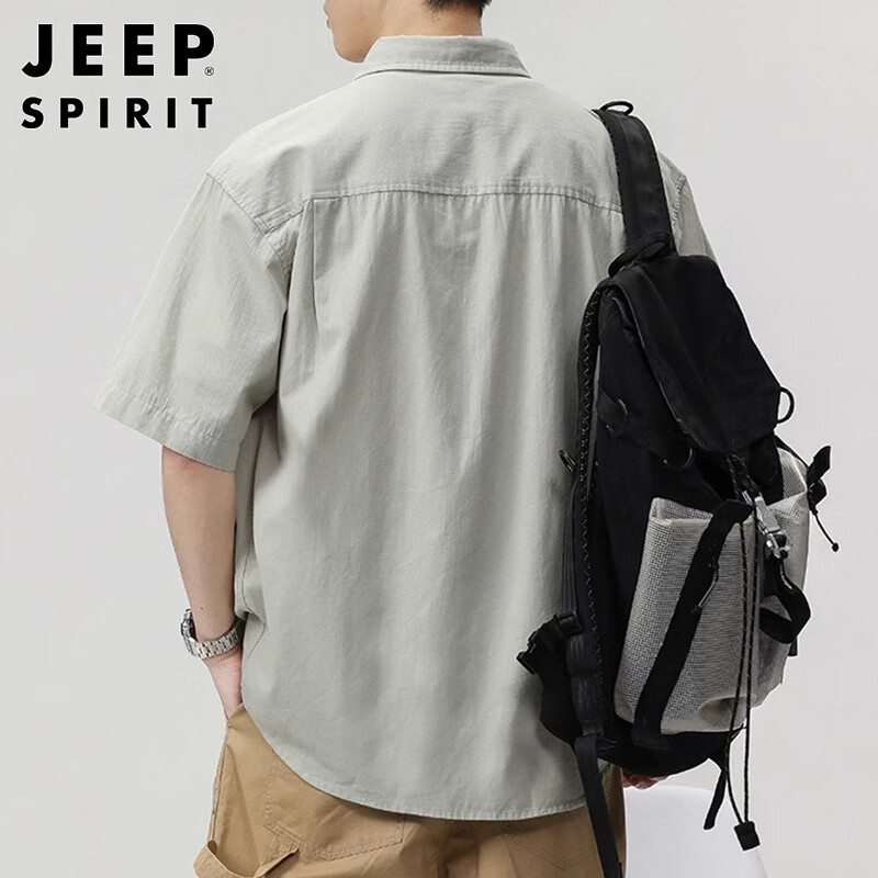 Мужская рубашка JEEP SPIRIT с коротким рукавом, летняя повседневная, из чистого хлопка, для работы, мужской топ с охлаждающим полурукавом