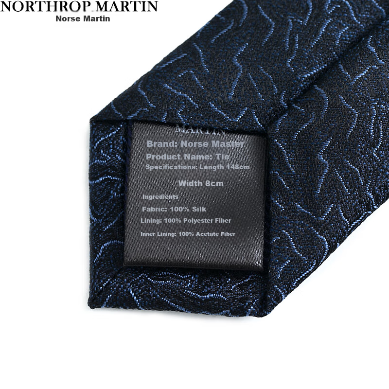 NORTHROP MARTIN High-End Luxury Quality Silk Tie for Men, Business Suit Shirt Hand-Tied Blue Wedding Gift Box
