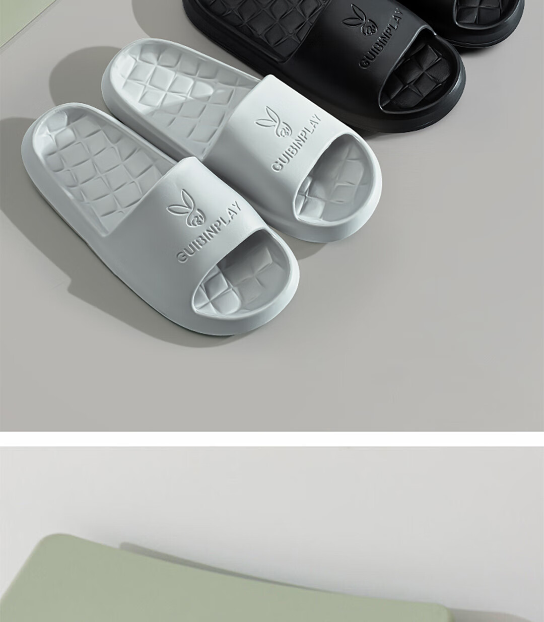 IQGD Slippers for Men And Women, Home Couple Style, Indoor And Outdoor Shower Sandals 002 Black 42-43 9
