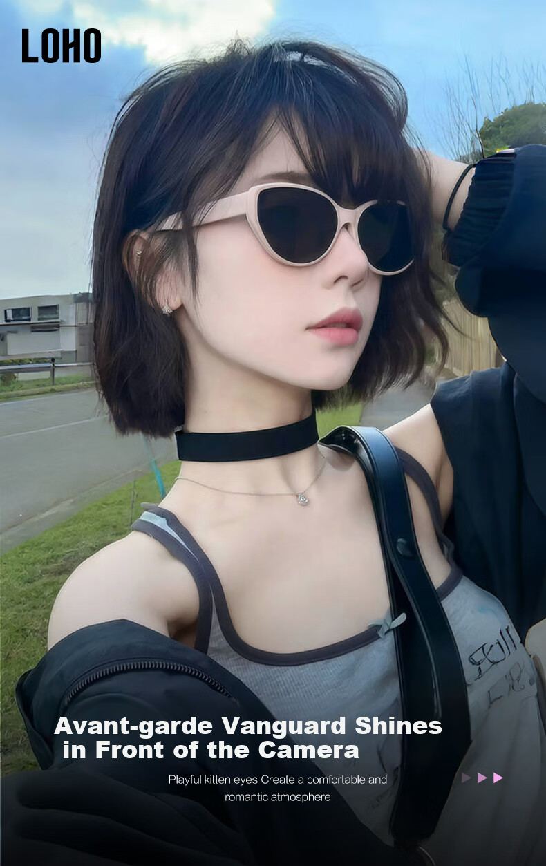 LOHO Cat Eye Sunglasses for Women, Elegant Look, Face-Slimming Effect, UV Protection, Sun Protection, Square And Round Face Glasses 1