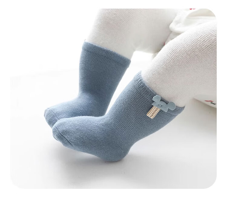 Aibaoshi Baby Socks, Spring And Autumn Newborn Mid-Calf Socks, Cotton Socks for Boys And Girls, Foot Covers, M Size, 4 Pairs Pack, B1232 18