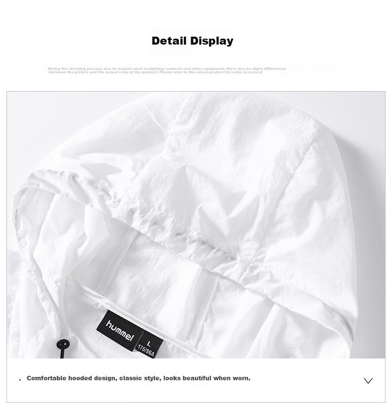 Hummel Spring And Summer Lightweight Jacket for Men And Women, Couple's Matching Hooded Sun Protection Clothing, Casual Outdoor Jacket, White, Size S 21