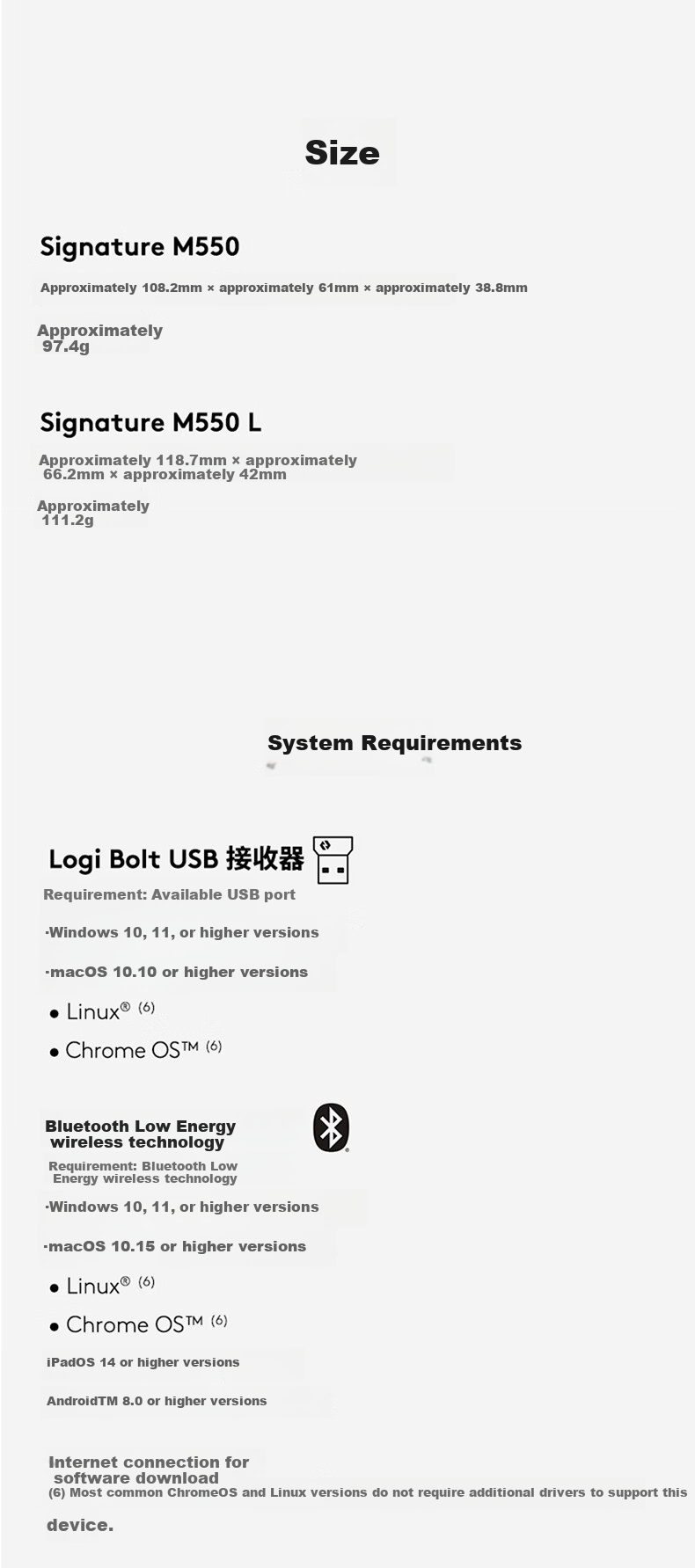 Logitech Premium Series M550 (Same Design As M650) Wireless Bluetooth Mouse for Business And Home Office Quiet Operation Portable Laptop Desktop Computer Mouse White 4