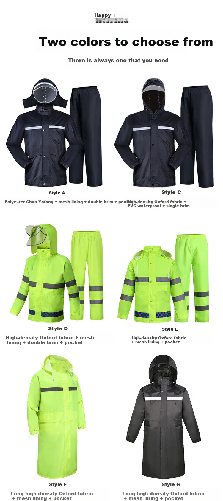 Leyoubaiyi Adult Raincoat, Size M, Heavy Rain Protection, One-Piece Poncho, Reflective Waterproof Suit, Black for Patrol Security Guards 3