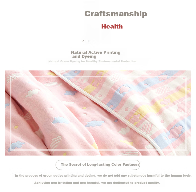 Hengyuanxiang Pure Cotton Gauze Towel Blanket, Summer Cool Air Conditioning Quilt, Three-Layer Single Person Blanket, Nap Quilt, 150×200cm 6