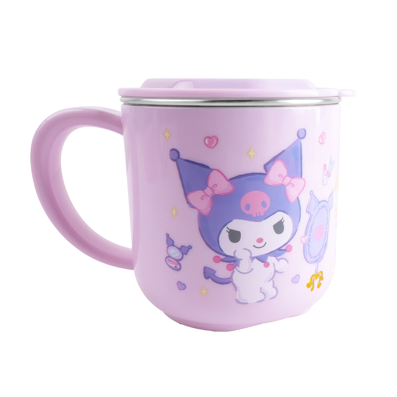DEVAR Children's Water Bottle, Kuromi Girl Baby Milk Cup, Home Use with Scale, Stainless Steel Mouth Cup, Kindergarten Drinking Cup