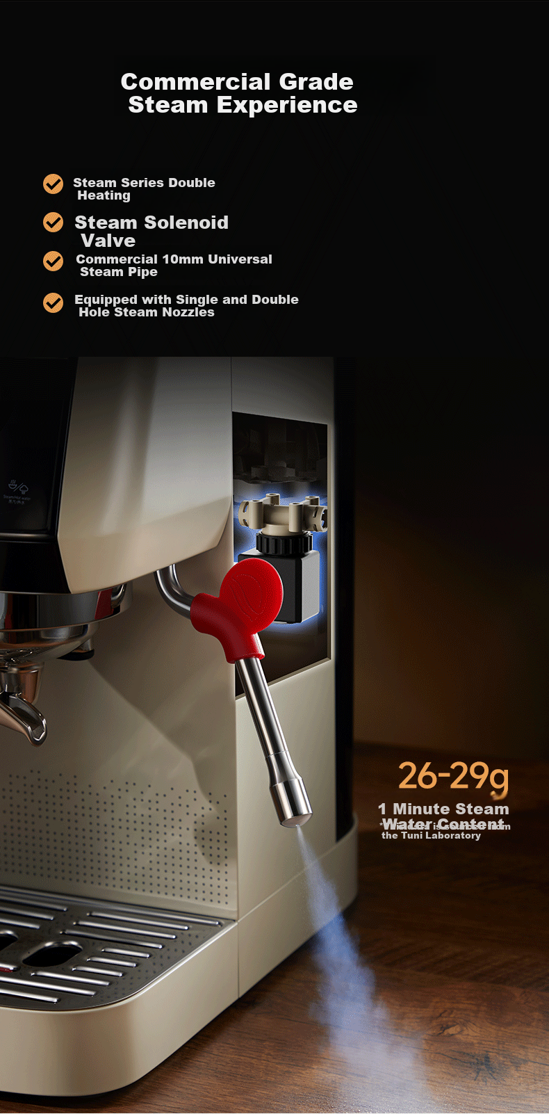Tuni E2 Second Generation Pressure Relief Edition Espresso Coffee Machine Small Home Office Semi-Automatic Steam Milk Frother Latte Art Dual Heating New Year Gift 13
