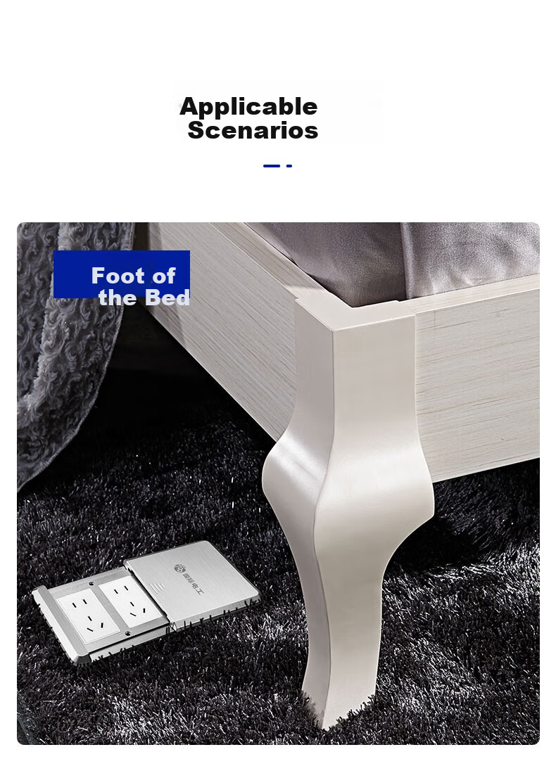 FDD Floor Socket, Hidden Flat Push-Type Floor Socket, Ultra-Thin Sliding Cover, Stainless Steel Waterproof Push-Pull Floor Socket Box, Silver, Five Holes 7