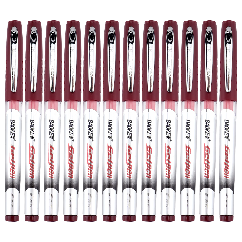 BAOKE Large Capacity Gel Pen 0.5mm Smooth Writing Office Signing Pen Student Exam Writing Pen Red 12 Pens/Box PC978
