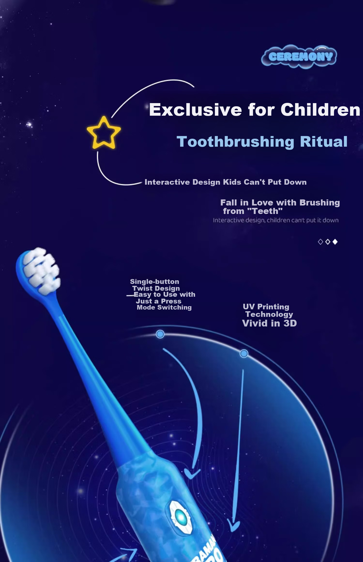 Lingdong Chuangxiang Reiji Sairo Ultraman Children's Toothbrush Retractable Transforming Super Elastic Soft Bristles for Kids Ages 3 to 6-8-12 6