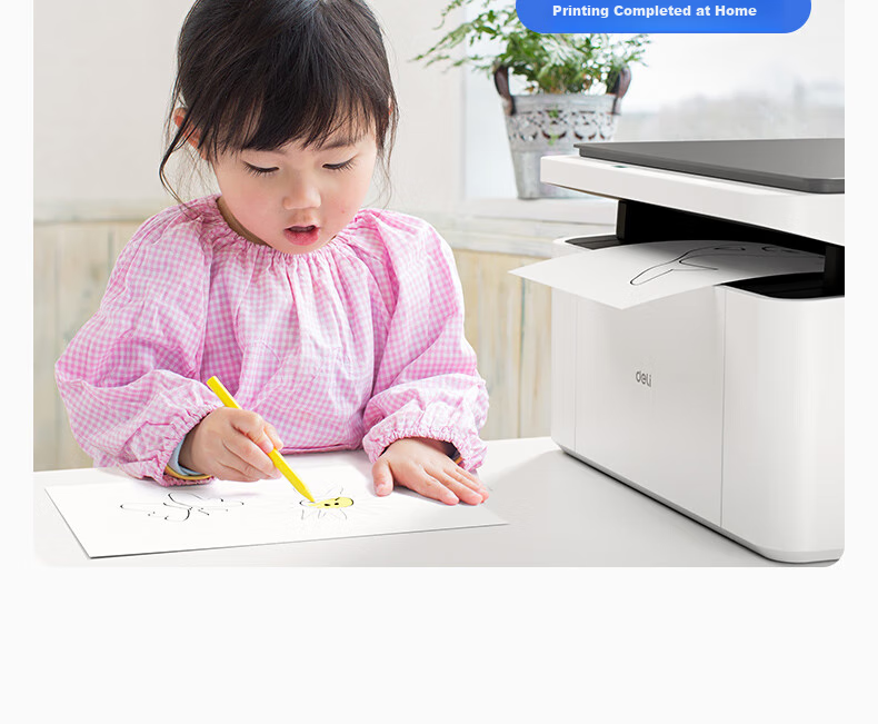 Deli P1020W AI Printer, Black And White Home Office Printer, A4 Student Home Family Error Correction Homework Compatible with Mobile Phones, Wireless Laser Printer, AI Learning 20