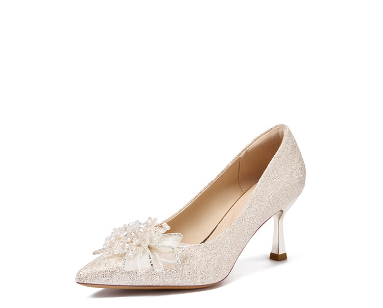 Josiny Pointed High Heels for Women, Thin Stiletto 2026 New Style, Beautiful Wedding Shoes, Bride Shoes, Champagne Color, Engagement Single Shoes, Champagne Gold, Size 34 6