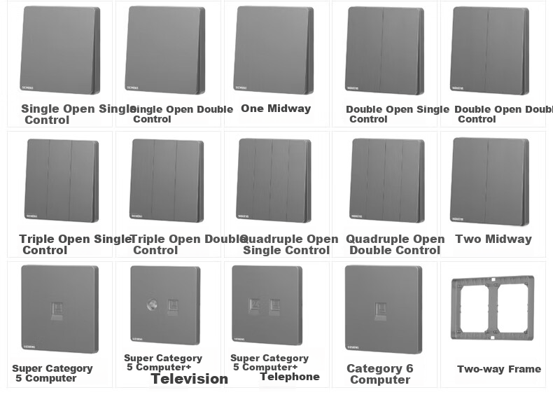 SIEMENS Blank Panel, 86-Type Concealed Panel, Decorative Cover Plate White Board, Bright Color Dark Gray Silver 4