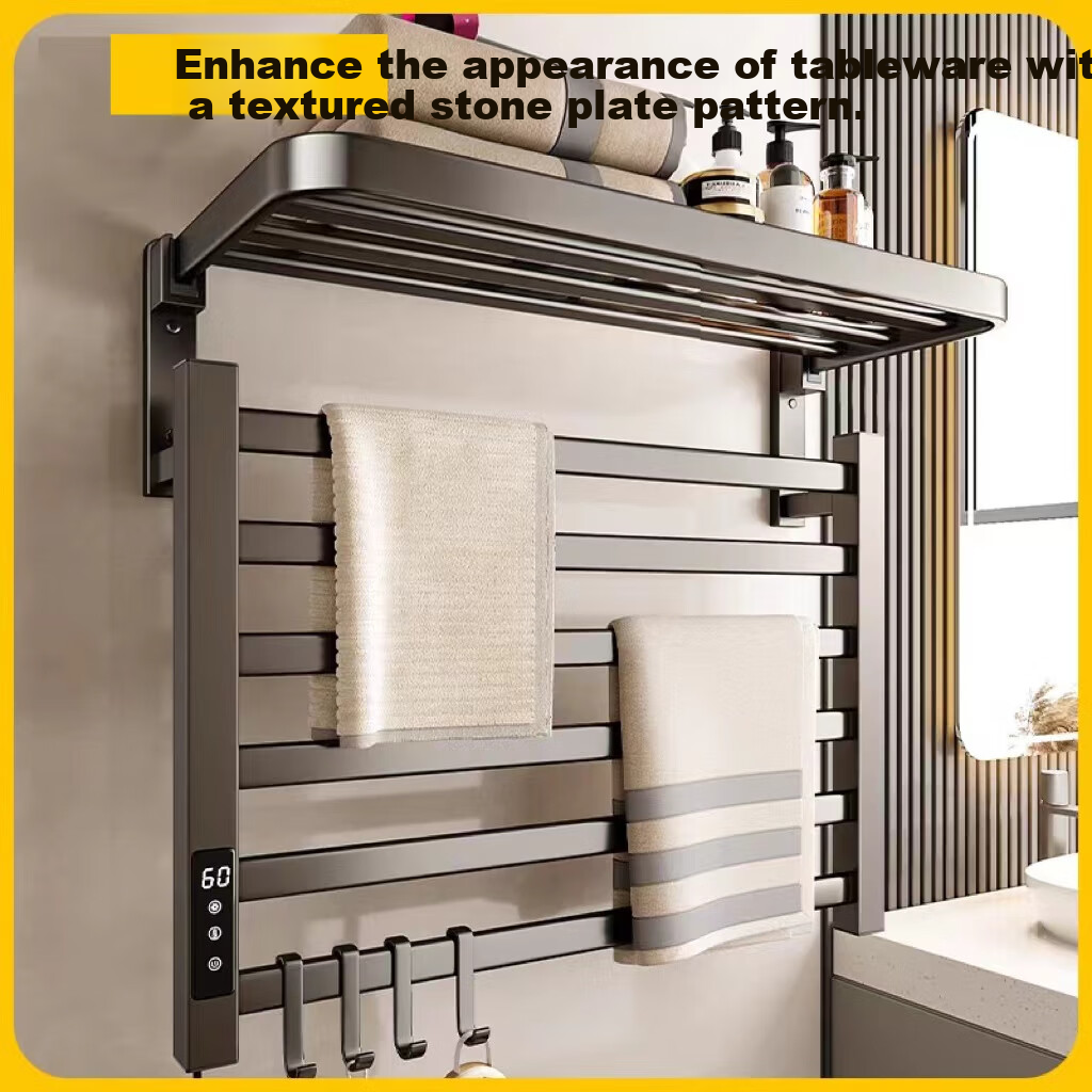 Baihan Electric Heated Towel Rack, Carbon Fiber Heating, Bathroom No-Drilling Electric Heating Towel Rack, Drying Rack