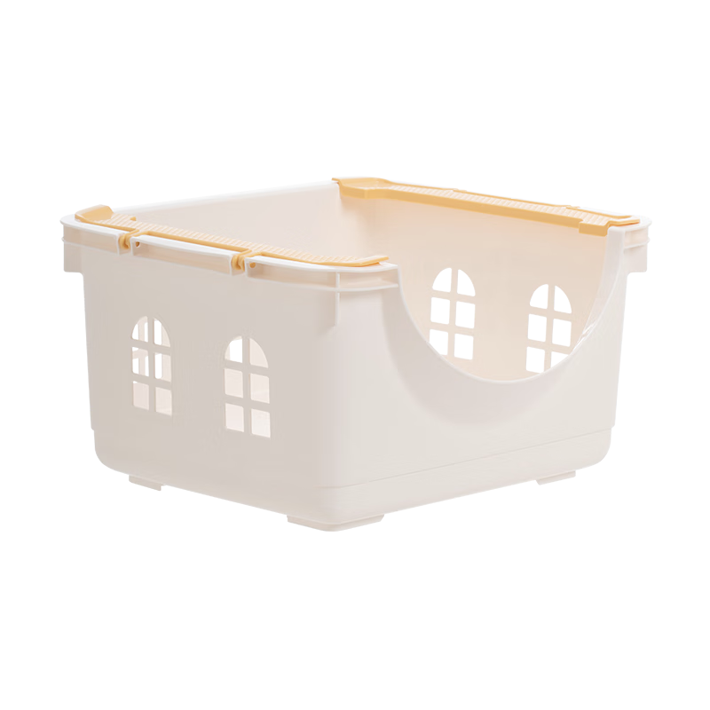 Citylong Stackable Storage Basket Children's Storage Box Household Toy Snack Organizer 29L Cream Yellow 1 Pack