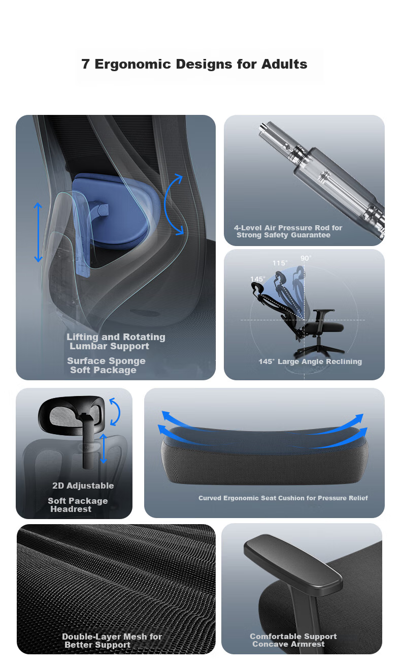 Hbada P1 Second Generation, Ergonomic Chair, Gaming Chair, Biomechanical Seat, Office Chair, Dual Backrest, 3D Headrest 5