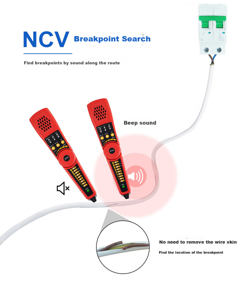 Wanglutong Network Cable Tester, Multifunctional Wire Tracer, POE Detector, 60V Voltage Resistance, Anti-Interference, Electric Voltage Tester, Cable Tracker CT-55 5