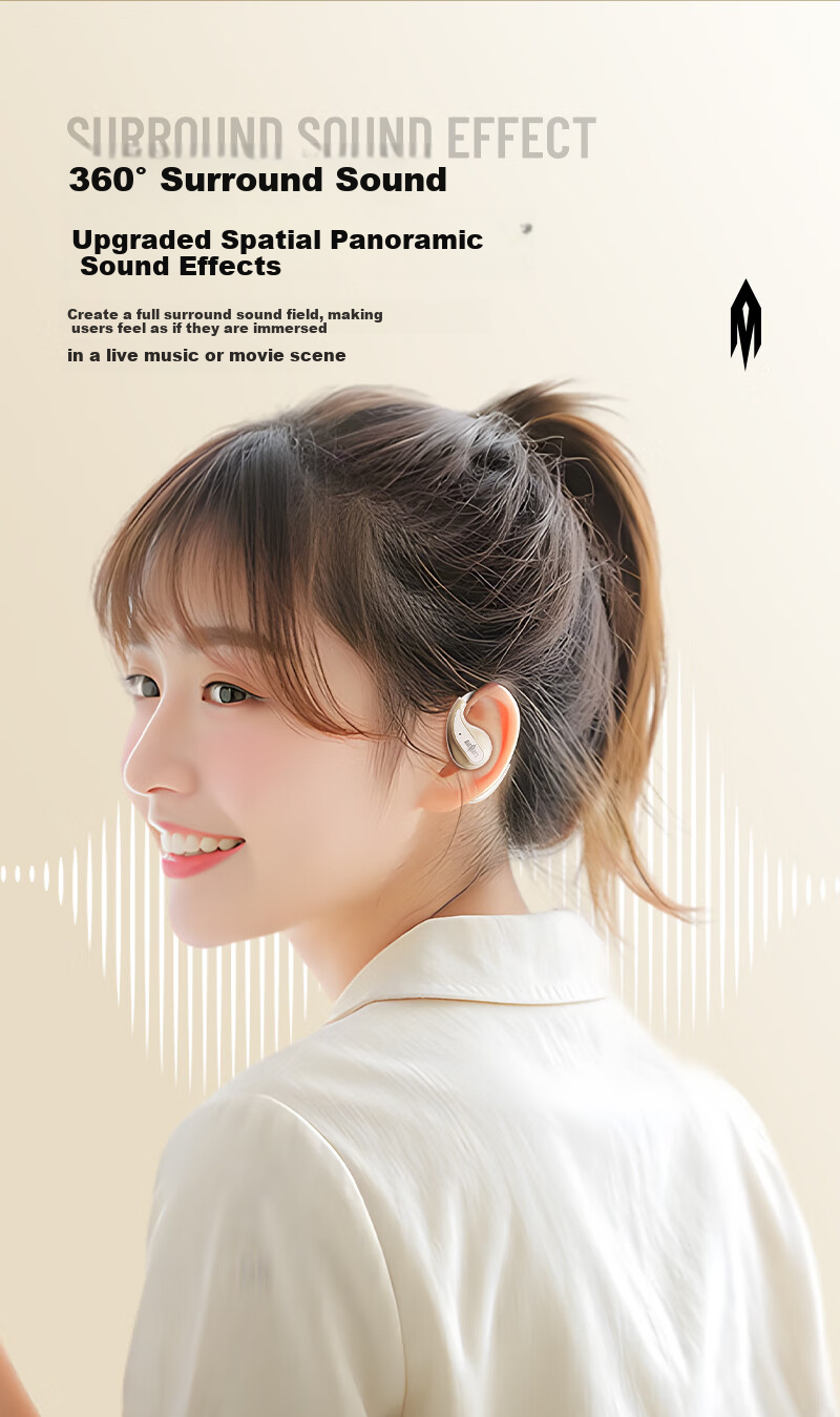 AIRMARS FORSMARTPHONE Bluetooth Headphones, Wireless Earphones, In-Ear Style, Active Noise Cancellation, Stereo Surround Sound, Long Battery Life, Bone Conduction Concept, Compatible with Apple And Huawei, ABO13, Off-White 8