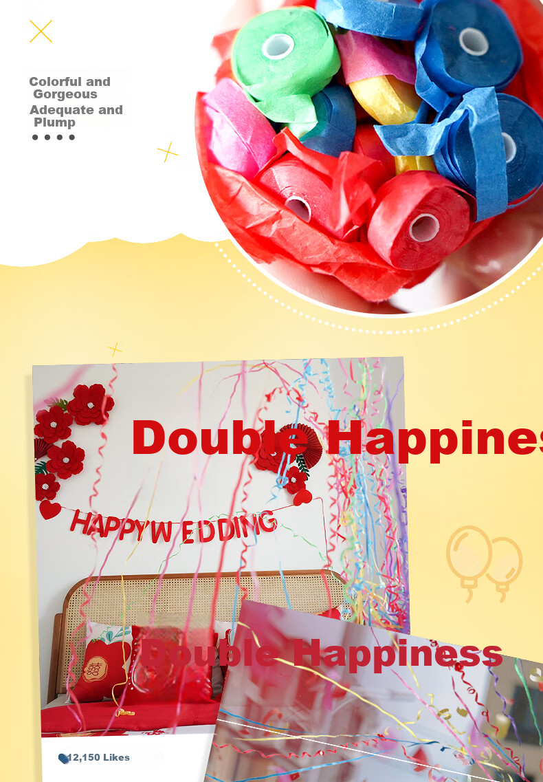 Hunlianqingcheng Hand-Tossed Ribbon Confetti, Spider Silk Wedding Birthday Party Proposal Decoration Streamers Colorful Bouquet Props, 5 Pieces 6