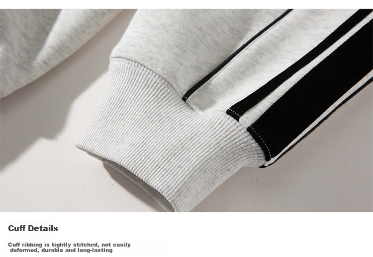 GOLFCROSS Trendy Couple's Style, Preppy Striped Contrasting Color Stand-Up Collar Loose Cardigan Sweatshirt Jacket, White, XL 19