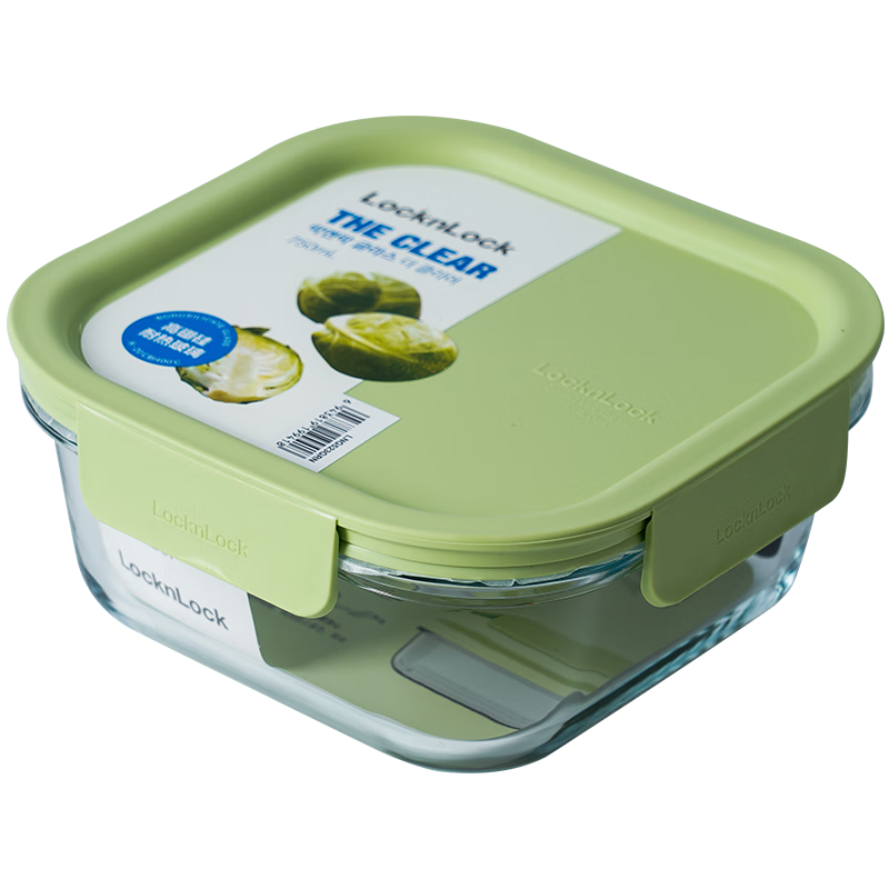 LOCK&LOCK Heat-Resistant Glass Food Container, Microwave-Safe, Airtight Sealed Lunch Box for Fruits And Bento, LNG523G_750ml