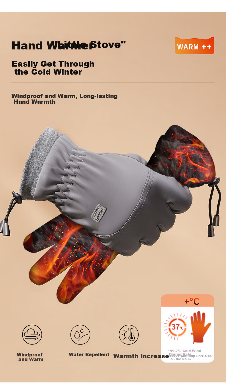 MiiOW Men's Winter Gloves for Skiing, Cycling, Warmth, Cold-Proof, Thickened, Fleece-Lined, Electric Bike Riding And Driving Gloves, New Year Gift 3