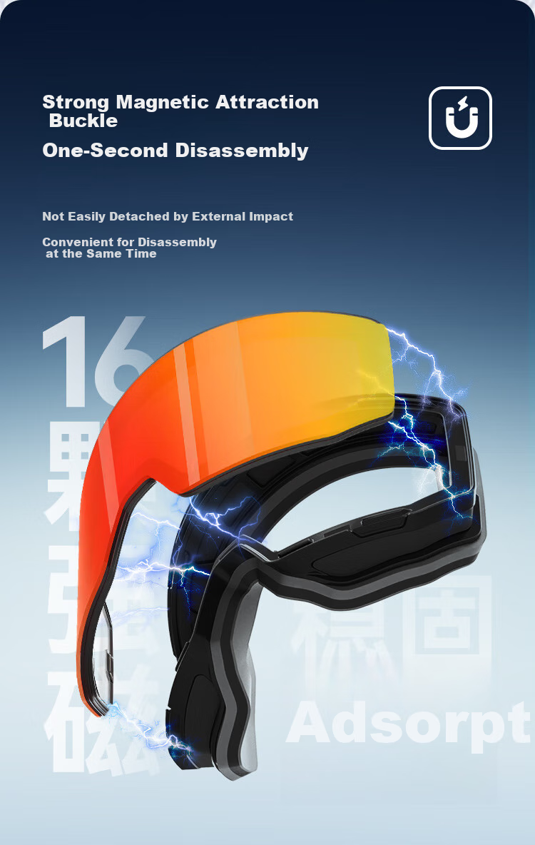 JD Original [Five-Star Certified] Ski Goggles, Anti-Fog And Windproof Protective Eyewear, Professional Ski Glasses for Men And Women, Snow Mountain Silver 4