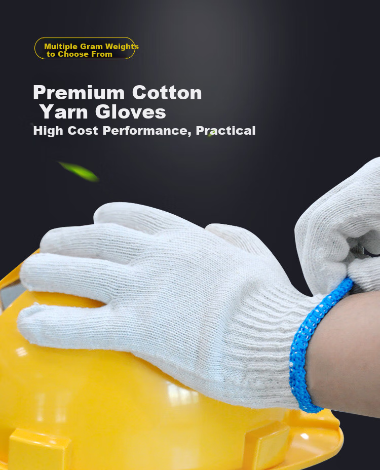 Ams Cotton Work Gloves with Anti-Slip Thickened Durable Cotton Yarn for Car Repair, Agriculture, Construction, Labor, Bricklaying, Warehouse Work, White Unisex 900G [Authentic Product] 12 Pairs 5