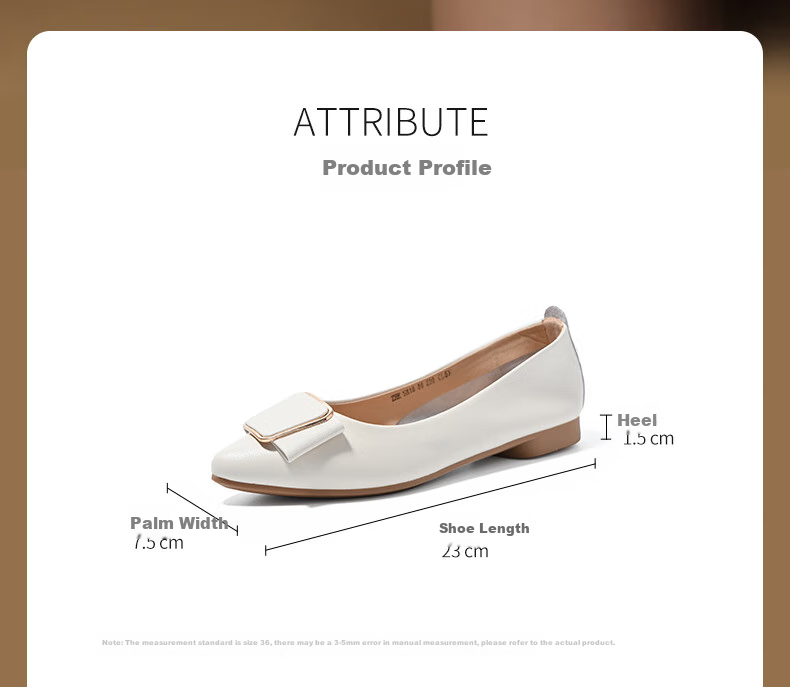 ZHR Women's Single Shoes, Genuine Leather, Elegant Commuter Style, Simple Casual Flat Comfortable Non-Tiring Work Shoes for Wome 4