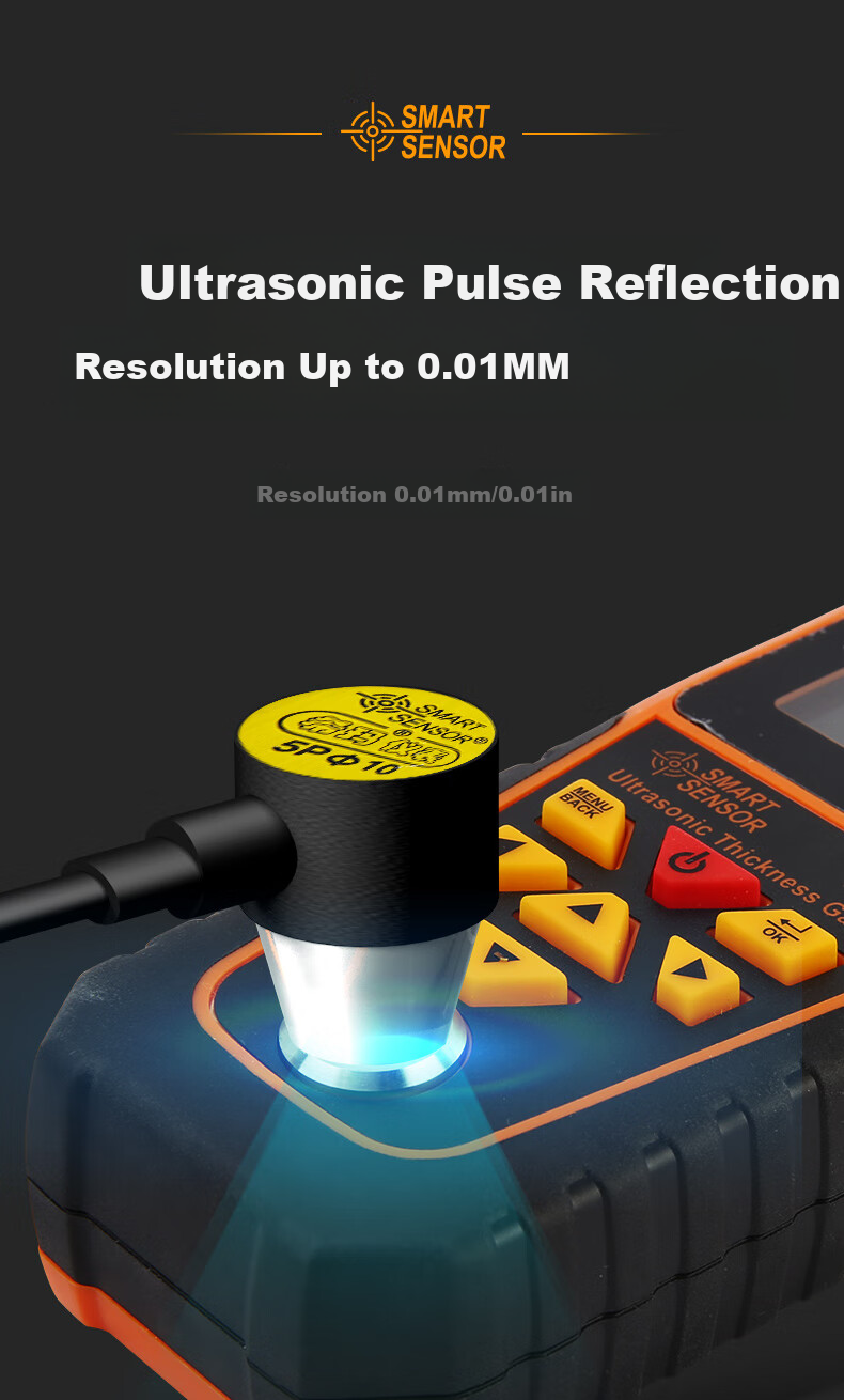 Xima Ultrasonic Thickness Gauge AS855, Steel Plate Iron Copper Metal Glass Ceramic Measuring Instrument, Thickness Detector 3