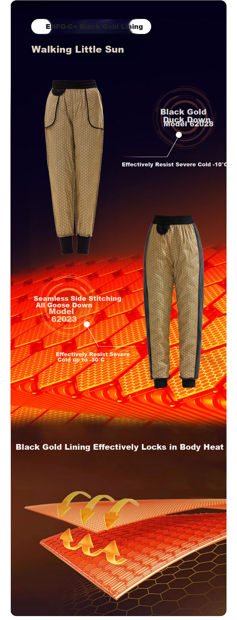 Xiongmaoxiangban down Pants for Men And Women, Autumn And Winter Style, Fleece-Lined Thickened Trousers, Warm Cotton Pants, Suitable for -30°C in Northeast China, Outdoor Wear, Duck Dow 5
