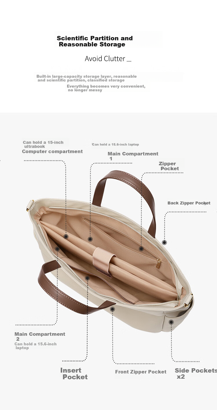 GOLF Laptop Bag for Women, Handheld 14/15-Inch Notebook Business Briefcase, Huawei Apple Shoulder Tote Bag Crossbody 6