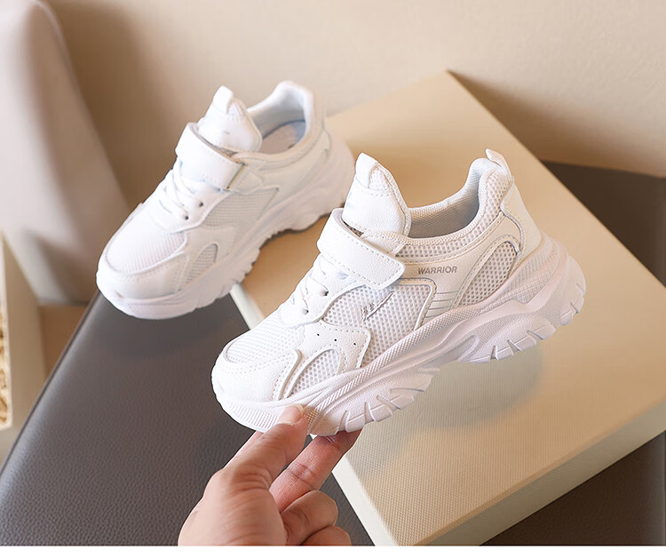 Warrior Children's Running Shoes, School White Sneakers for Boys And Girls, Durable Sports Shoes, WZ(CL)-1244, Size 28, White 1