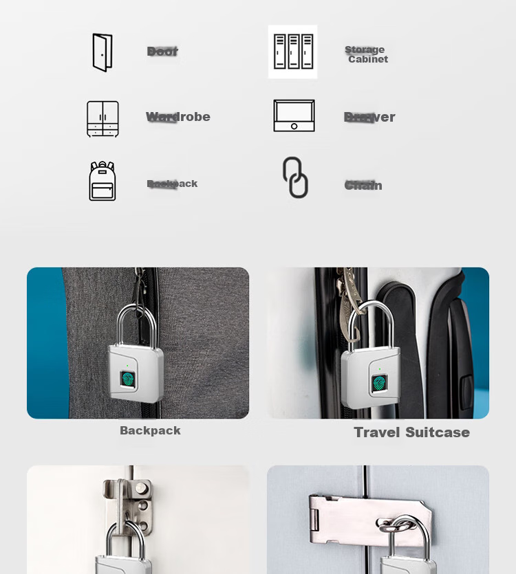 Dipuer Fingerprint Smart Padlock for Home Indoor Security, Electronic Smart Lock for Main Door with Password Lock 3
