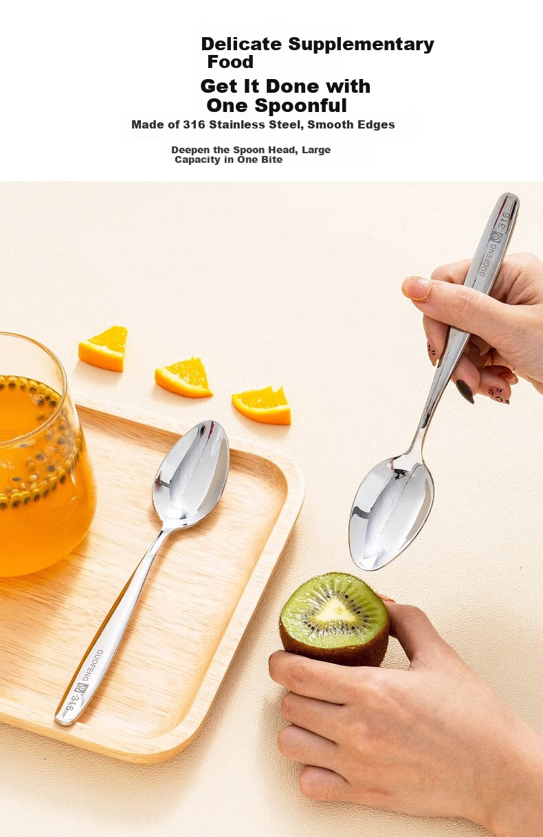 GuofengG 316 Stainless Steel Spoons for Dining, High-Quality And Exquisite Household Use [Set of 3] Large Pointed Spoon + Medium Pointed Spoon + Large Round Spoo 4
