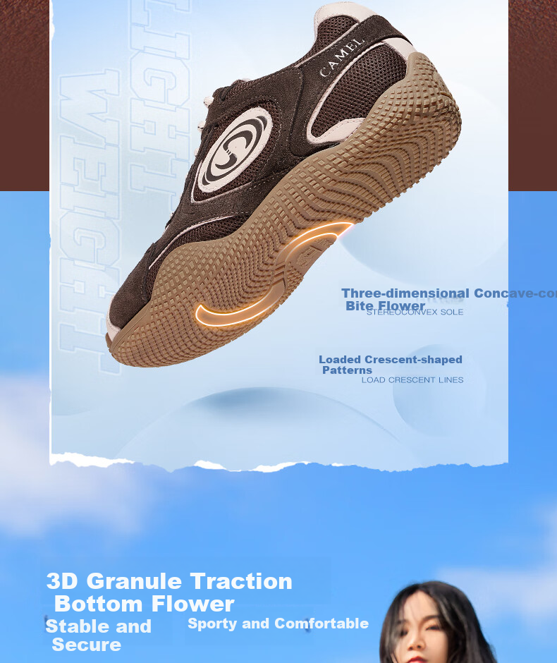 CAMEL Crescent Training Shoes for Women, Versatile Sports Sneakers, Mesh Upper, Retro Casual Shoes, L25S577059, Coffee/pink, Size 35 29