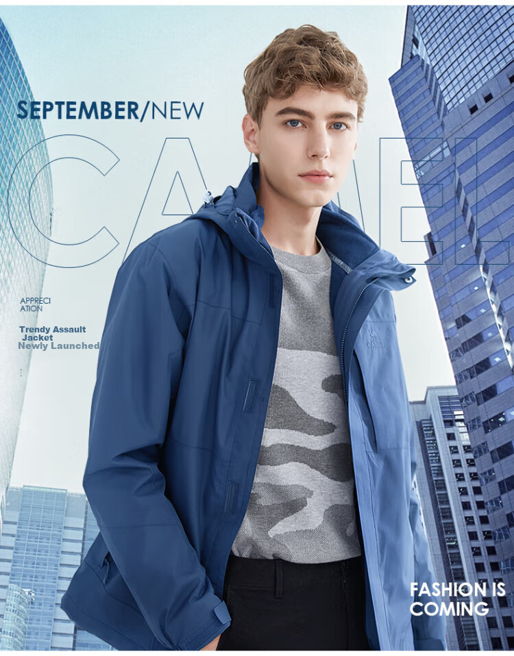 CAMEL Windbreaker Jacket for Men And Women, Three-In Detachable Two-Piece Set, Outdoor Heavy Rain-Proof Waterproof Windproof Mountaineering Suit 6
