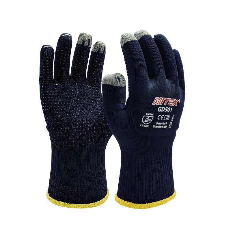 SHENGLI Touchscreen Compatible PVC Dotted Work Gloves, Non-Slip Breathable, 12 Pairs/Pack, Size M, GD501
