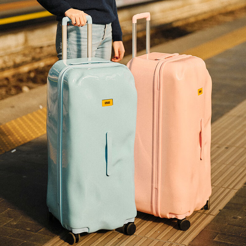 CRASH BAGGAGE Italian Embossed Luggage, Carry-On Suitcase, Trolley Case for Men And Women, Trunk Series, Glossy Blue, 30 Inches