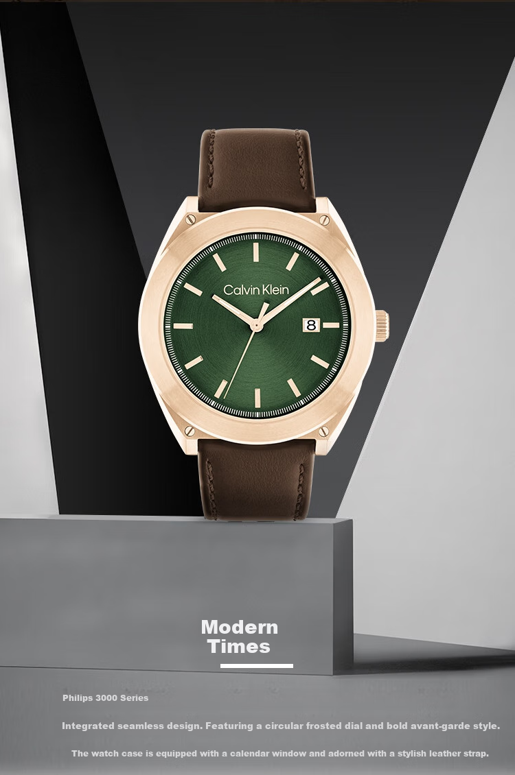Calvin Klein CK Watch, Modern Era Style, Vintage Leather Strap, Men's Wristwatch, Birthday And New Year Gift for Men, 25200200 1