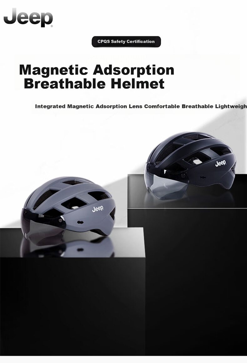 Jeep Integrated Bicycle Helmet with Goggles, One-Piece Molded Design, Unisex Breathable Mountain And Road Bike Safety Helmet 1
