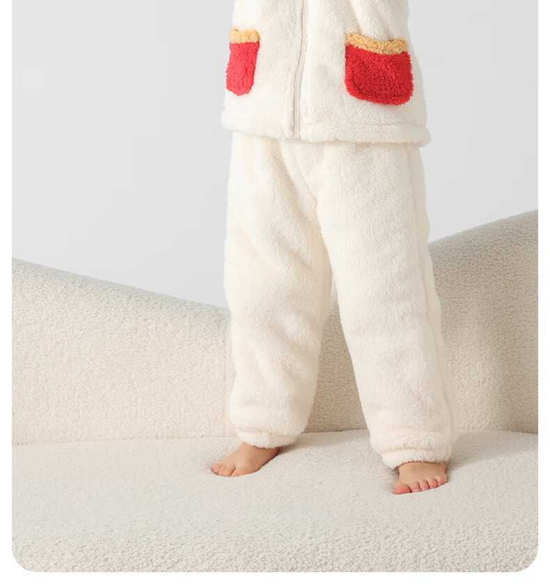 Betis Children's Winter Fleece Pajama Set Thickened Cotton-Padded Warm Homewear for Boys and Girls 16