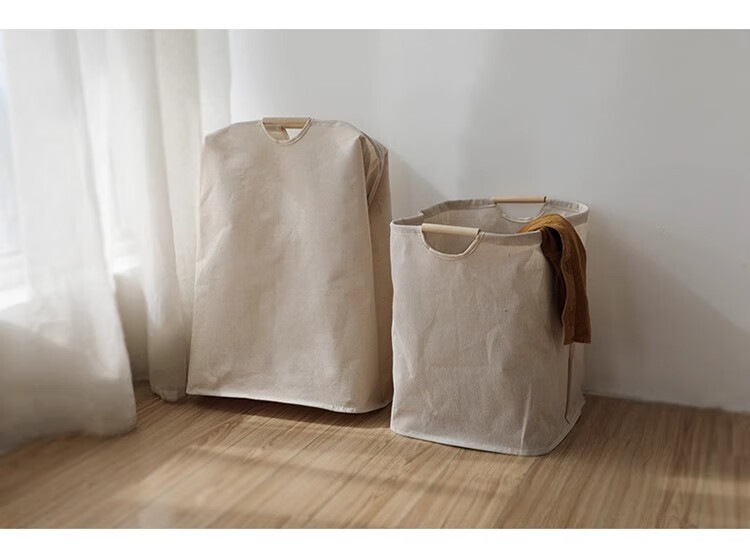 Fanyejia Japanese-Style Instagram-Style Laundry Hamper, Wooden Handle Dirty Clothes Basket for Home Bathroom Bedroom Dormitory, Large Laundry Storage Bi 7