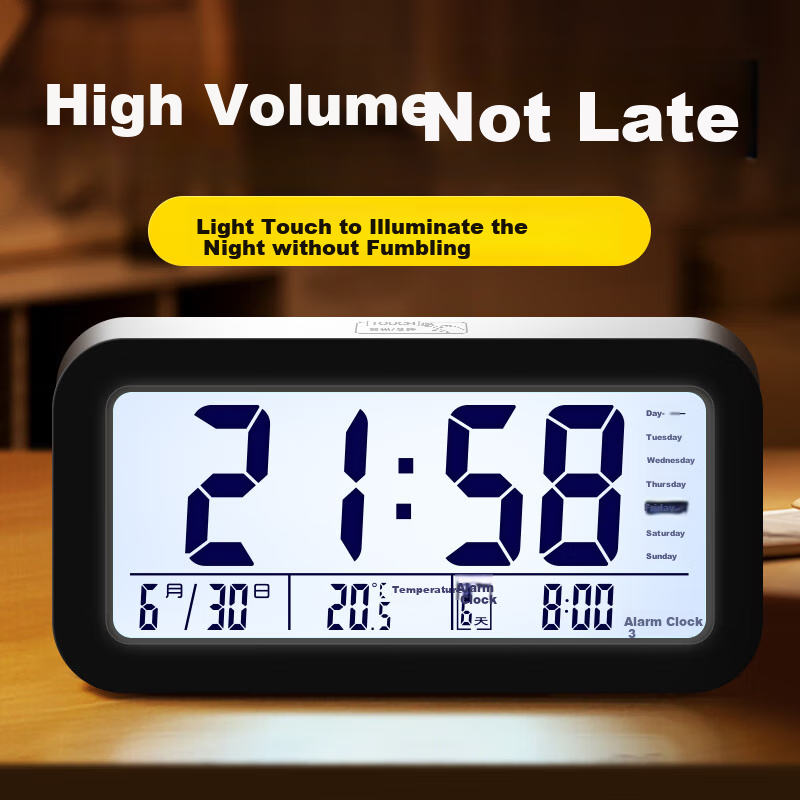 Mashi Alarm Clock for Students And Children, Bedroom Bedside Clock, Specialized Wake-Up Device, 2026 New Smart Electronic Desktop Clock, Back-To Essential, Black Back-To Gift