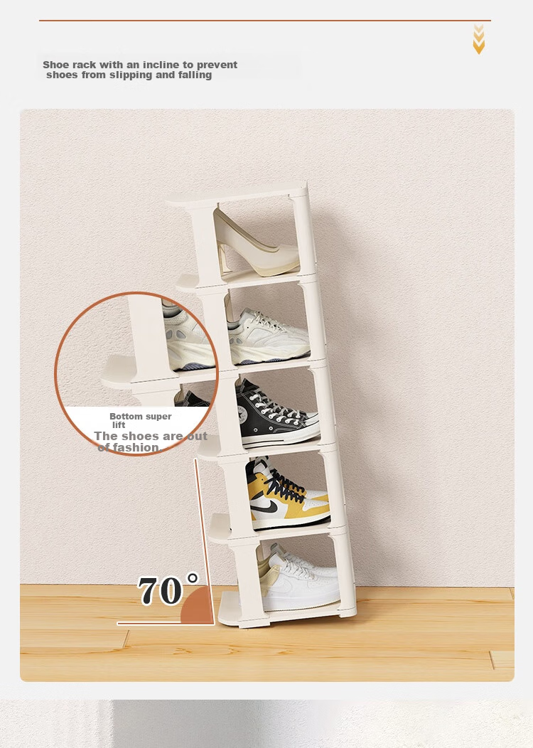 Anerya Simple Shoe Rack, Multi-Tier Storage for Entryway, Dormitory And Home Use, Space-Saving Vertical Shelving Unit with Compartments, Black, 8 Layers 5
