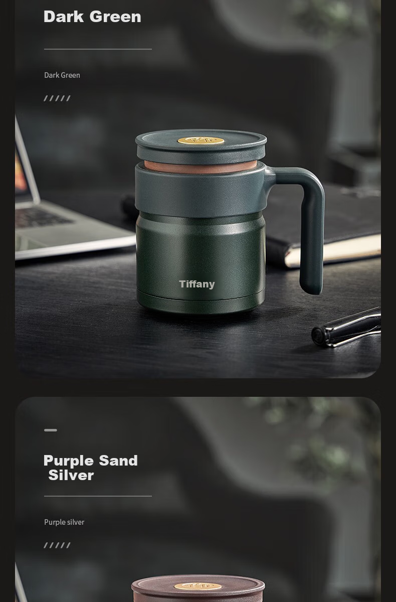 Chamashi Purple Clay Inner Liner Insulated Mug for Men, Tea Infuser Cup with Separate Compartments, High-End Gift Box Set, Customizable Gift 6